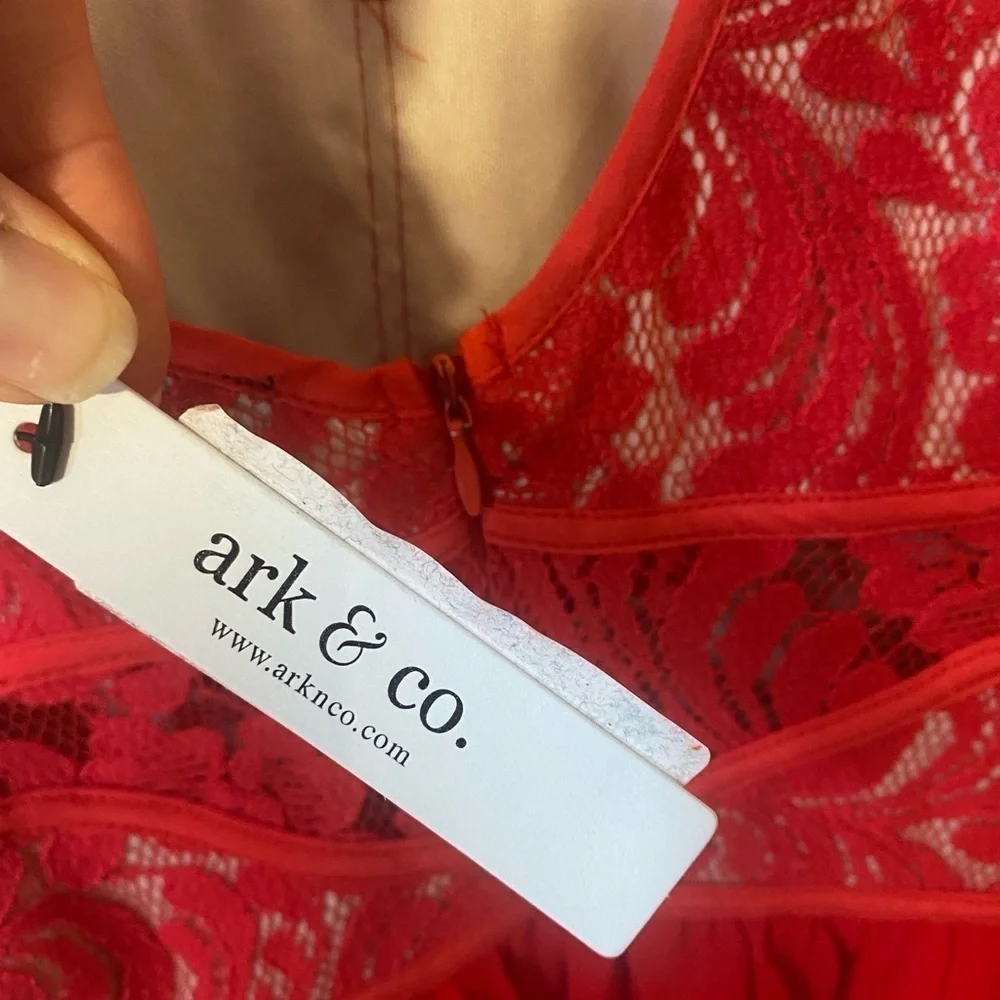 NWT Arc & Co Womens Lace Top Mini Red Dress Size Medium Prom Party Sexy - Picture 9 of 16